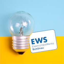 Eine Glühbirne mit dem Logo von EWS